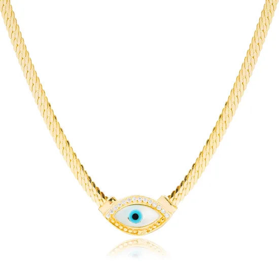 Evil Eye Curb Chain 925 Sterling Silver Necklace Evil Eye Curb Chain 925 Sterling Silver Necklace