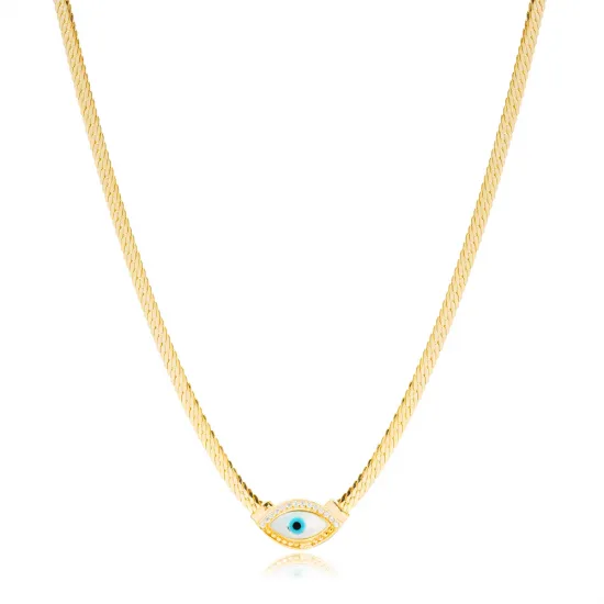 Evil Eye Curb Chain 925 Sterling Silver Necklace Evil Eye Curb Chain 925 Sterling Silver Necklace