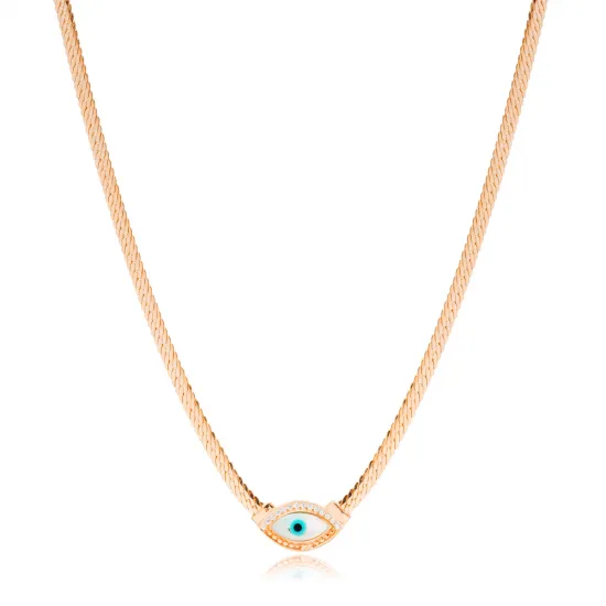 Evil Eye Curb Chain 925 Sterling Silver Necklace Evil Eye Curb Chain 925 Sterling Silver Necklace