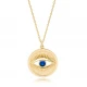 Round Evil Eye Sapphire 925 Sterling Silver Necklace Round Evil Eye Sapphire 925 Sterling Silver Necklace