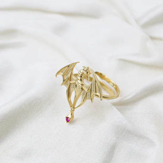 Attractive Dragon Ruby Adjustable Sterling Silver Ring