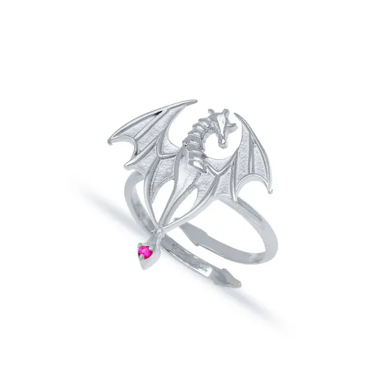 Attractive Dragon Ruby Adjustable Sterling Silver Ring