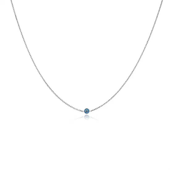 Silver Evil Eye Pendant 13.5 Inch Chain Choker Necklace Wholesale 925 Sterling Silver Jewelry Silver Evil Eye Pendant 13.5 Inch Chain Choker Necklace Wholesale 925 Sterling Silver Jewelry