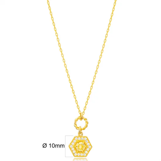 Citrine Hexagon Hollow Chain Sterling Silver Necklace Citrine Hexagon Hollow Chain Sterling Silver Necklace
