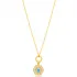 Delicate Hexagon Hollow Chain Aquamarine Charm Necklace Wholesale Turkish 925 Sterling Silver Jewelry