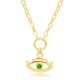 Emerald Evil Eye Hollow Link Chain 925 Silver Necklace Emerald Evil Eye Hollow Link Chain 925 Silver Necklace