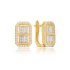 Rectangle Round And Baguette Latch Back Silver Earrings