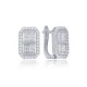 Rectangle Round And Baguette Latch Back Silver Earrings Rectangle Round And Baguette Latch Back Silver Earrings