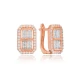 Rectangle Round And Baguette Latch Back Silver Earrings Rectangle Round And Baguette Latch Back Silver Earrings