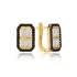 Black And White Rectangle Latch Back Silver Earrings