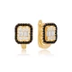 Square Black And White Latch Back 925 Silver Earrings Square Black And White Latch Back 925 Silver Earrings