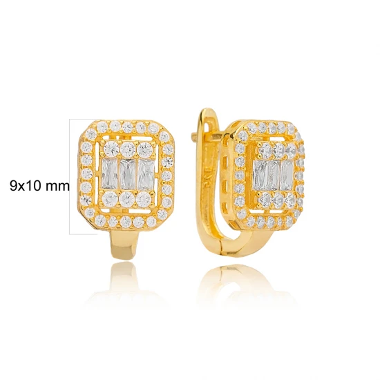 Square Latch Back 925 Sterling Silver Earrings Square Latch Back 925 Sterling Silver Earrings