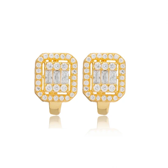 Square Latch Back 925 Sterling Silver Earrings Square Latch Back 925 Sterling Silver Earrings