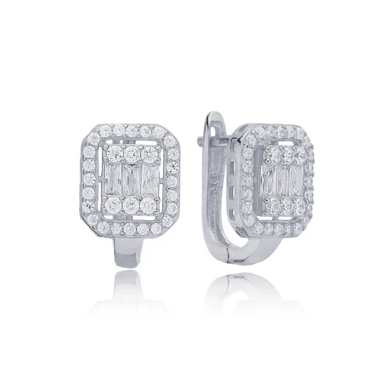 Square Latch Back 925 Sterling Silver Earrings Square Latch Back 925 Sterling Silver Earrings