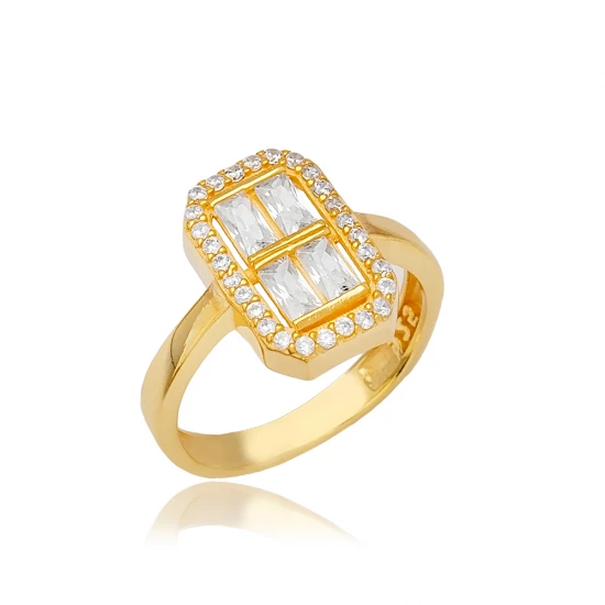 Brilliant Rectangle Cluster For Woman 925 Silver Ring Brilliant Rectangle Cluster For Woman 925 Silver Ring