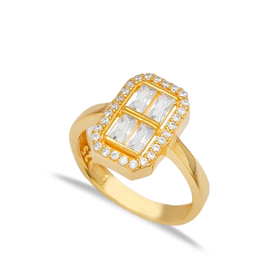 Brilliant Rectangle Cluster For Woman 925 Silver Ring Brilliant Rectangle Cluster For Woman 925 Silver Ring