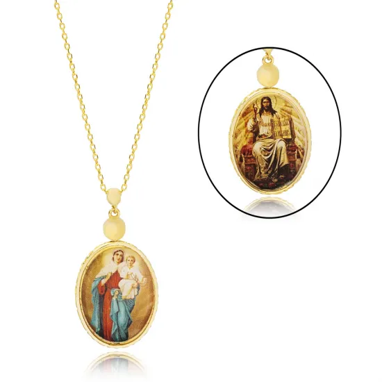 Religious Design Jesus and Mother Mary Double Sided Charm Necklace Wholesale 925 Sterling Silver Jewelry Religious Design Jesus and Mother Mary Double Sided Charm Necklace Wholesale 925 Sterling Silver Jewelry