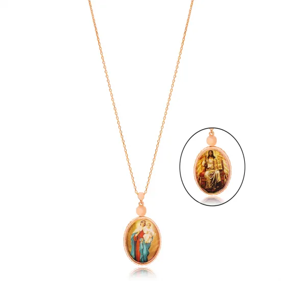 Religious Design Jesus and Mother Mary Double Sided Charm Necklace Wholesale 925 Sterling Silver Jewelry Religious Design Jesus and Mother Mary Double Sided Charm Necklace Wholesale 925 Sterling Silver Jewelry