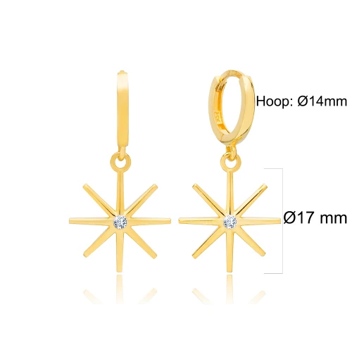 Stick Star Shape Dangle Woman Sterling Silver Earrings