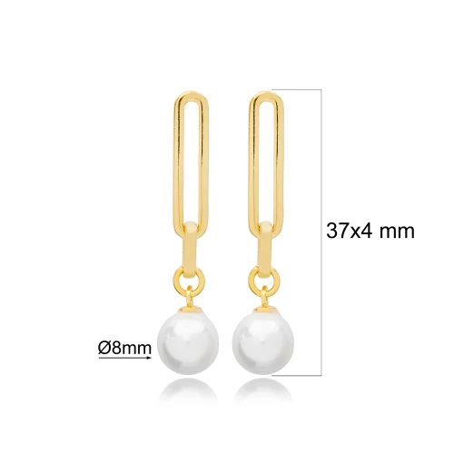 Stylish White Pearl Dangle 925 Sterling Silver Earrings