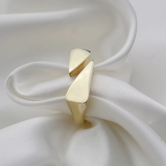 Double Triangle Plain Adjustable Sterling Silver Ring | 925 Sterling Silver Wholesale | Sade Silver Double Triangle Plain Adjustable Sterling Silver Ring - Sade 925 Silver Jewelry