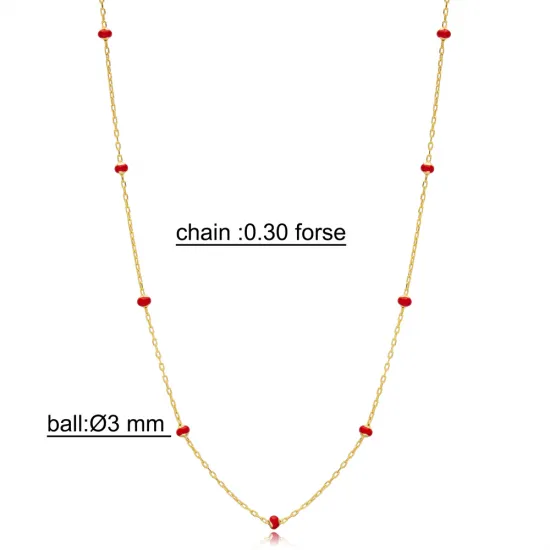 Red Beaded Enamel Chain 925 Sterling Silver Necklace Red Beaded Enamel Chain 925 Sterling Silver Necklace