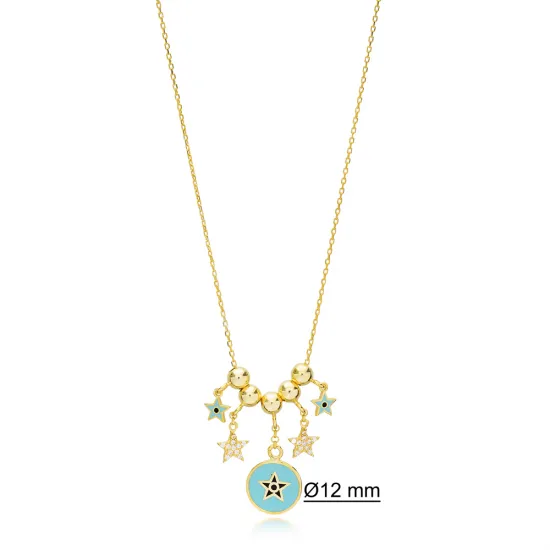 Enamel Star Beaded Shaker Charm Jewelry Wholesale Handcrafted 925 Sterling Silver Necklace Enamel Star Beaded Shaker Charm Jewelry Wholesale Handcrafted 925 Sterling Silver Necklace