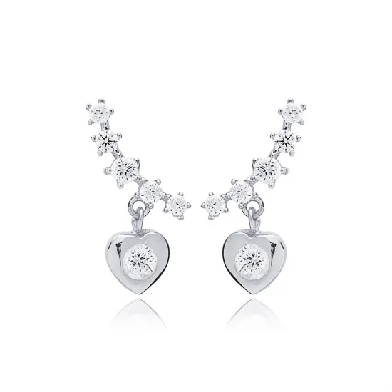 Turkish Heart CZ 925 Sterling Silver Earrings Turkish Heart CZ 925 Sterling Silver Earrings