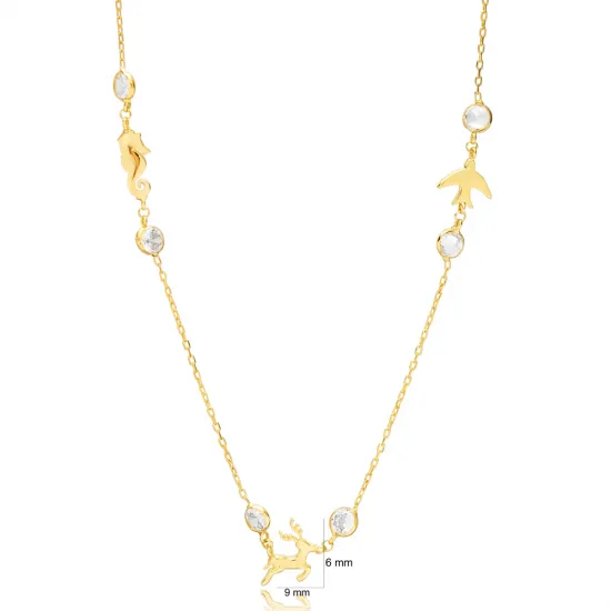 Clear Three Girl CZ 925 Sterling Silver Necklace