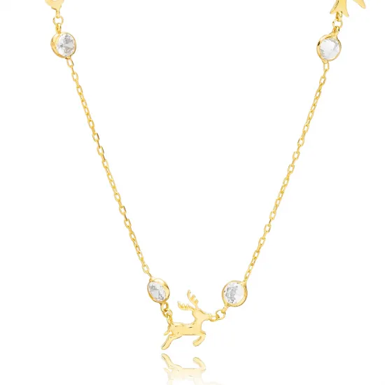 Clear Three Girl CZ 925 Sterling Silver Necklace