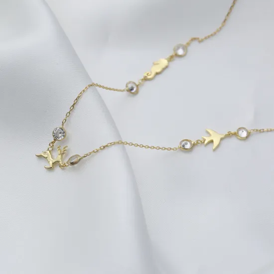 Clear Three Girl CZ 925 Sterling Silver Necklace