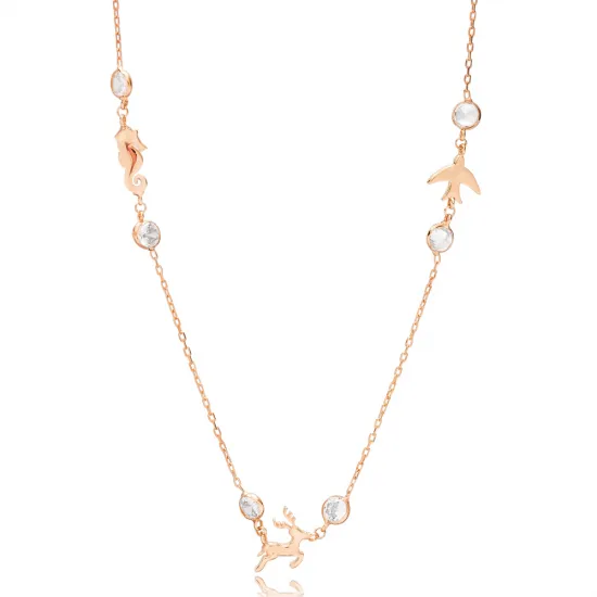 Clear Three Girl CZ 925 Sterling Silver Necklace