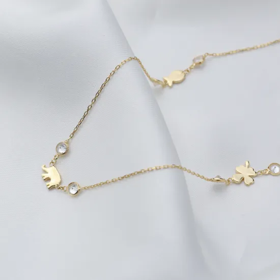 Clear Girl Boy CZ Clover Leaf Sterling Silver Necklace | 925 Sterling Silver Wholesale | Sade Silver Clear Girl Boy CZ Clover Leaf Sterling Silver Necklace - Sade 925 Silver Jewelry