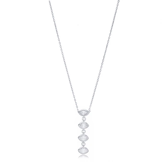 Marquise CZ Dainty Shape Women Designs Silver Necklace Marquise CZ Dainty Shape Women Designs Silver Necklace