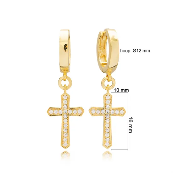CZ Cross Dangle 925 Sterling Silver Earrings CZ Cross Dangle 925 Sterling Silver Earrings