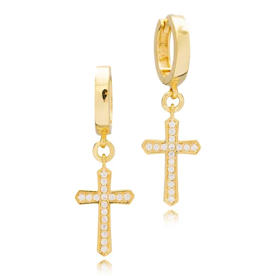 CZ Cross Dangle 925 Sterling Silver Earrings CZ Cross Dangle 925 Sterling Silver Earrings