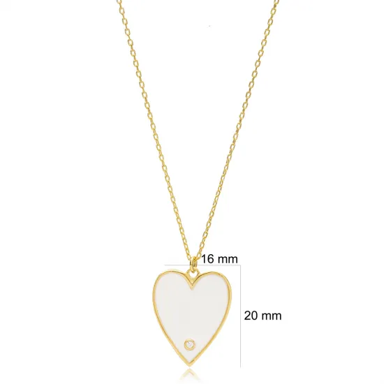 Enamel Heart Design White Color Pendant Turkish Wholesale 925 Sterling Silver Handcrafted Jewelry Enamel Heart Design White Color Pendant Turkish Wholesale 925 Sterling Silver Handcrafted Jewelry
