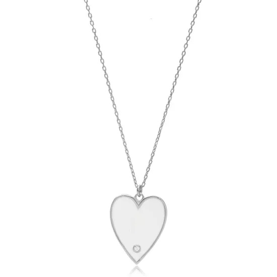 Enamel Heart Design White Color Pendant Turkish Wholesale 925 Sterling Silver Handcrafted Jewelry Enamel Heart Design White Color Pendant Turkish Wholesale 925 Sterling Silver Handcrafted Jewelry