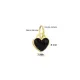 Heart Charm Minimalist Black Enamel Turkish Wholesale 925 Silver Sterling Jewelry With Hole Ø7 mm