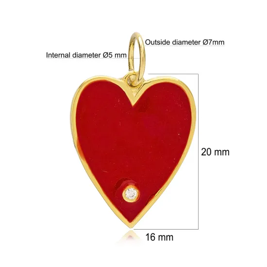 Red Enamel Heart Charm Dainty Handcrafted Turkish 925 Silver Sterling Romantic Jewelry With Hole Ø7 mm Red Enamel Heart Charm Dainty Handcrafted Turkish 925 Silver Sterling Romantic Jewelry With Hole Ø7 mm