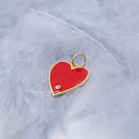 Red Enamel Heart Charm Dainty Handcrafted Turkish 925 Silver Sterling Romantic Jewelry With Hole Ø7 mm Red Enamel Heart Charm Dainty Handcrafted Turkish 925 Silver Sterling Romantic Jewelry With Hole Ø7 mm