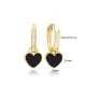 Black Enamel Heart Dangle 925 Sterling Silver Earrings