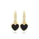 Black Enamel Heart Dangle 925 Sterling Silver Earrings