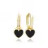 Black Enamel Heart Dangle 925 Sterling Silver Earrings