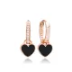 Black Enamel Heart Dangle 925 Sterling Silver Earrings