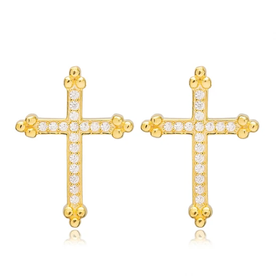 White Cross 925 Sterling Silver Earrings White Cross 925 Sterling Silver Earrings