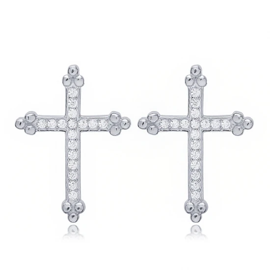 White Cross 925 Sterling Silver Earrings White Cross 925 Sterling Silver Earrings
