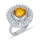 Citrine Cluster 925 Sterling Silver Ring - Sade 925 Silver Jewelry