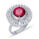 Turkish Ruby Cluster 925 Sterling Silver Ring | 925 Sterling Silver Wholesale | Sade Silver Turkish Ruby Cluster 925 Sterling Silver Ring - Sade 925 Silver Jewelry