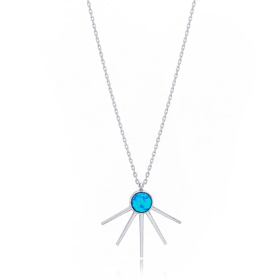 Blue Opal Dainty 925 Sterling Silver Necklace